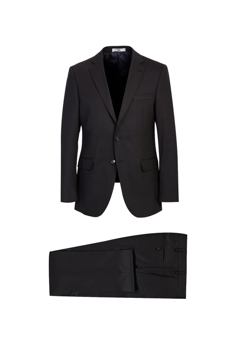 Black 4-Drop Relaxed Fit Wool Suit