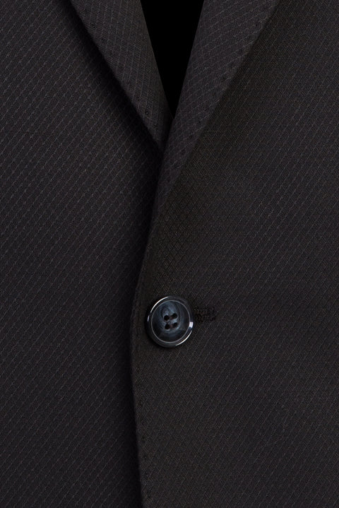 Black 6-Drop Regular Fit Standard Cut Wool Suit