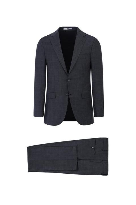 Black 6-Drop Regular Fit Standard Cut Wool Suit