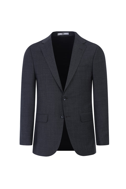 Black 6-Drop Regular Fit Standard Cut Wool Suit