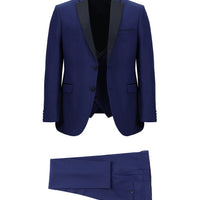 Medium Navy 7 Drop Slim Fit Narrow Cut Wool Mono-Neck Vest Tuxedo & Groom Suit
