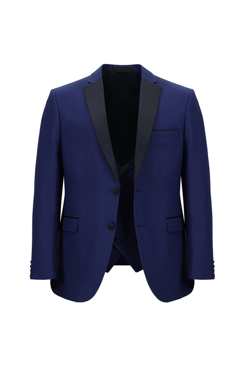 Medium Navy 7 Drop Slim Fit Narrow Cut Wool Mono-Neck Vest Tuxedo & Groom Suit