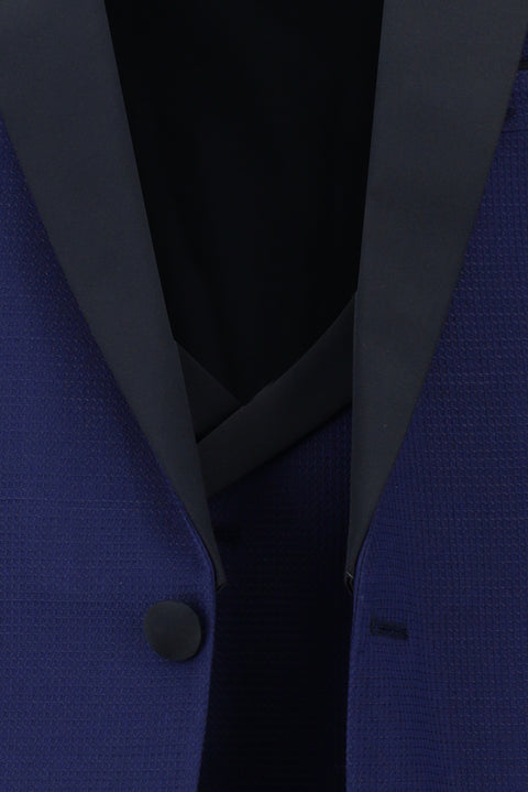 Medium Navy 7 Drop Slim Fit Narrow Cut Wool Mono-Neck Vest Tuxedo & Groom Suit