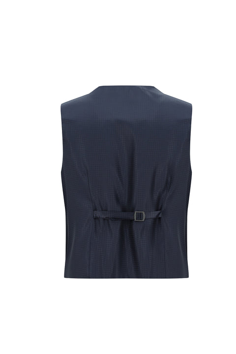 Koyu Lacivert 7 Drop Slim Fit Dar Kesim Şal Yaka Yelekli Smokin & Damatlık