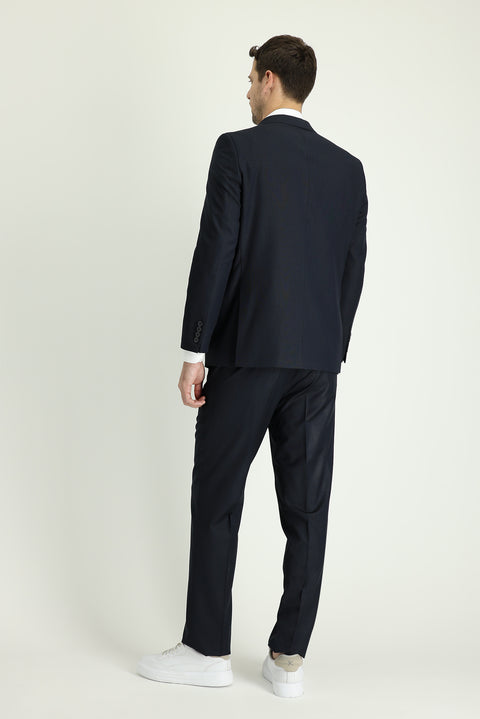 Black 7 Drop Slim Fit Patterned Suit