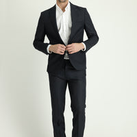 Dark Gray 7 Drop Slim Fit Patterned Suit