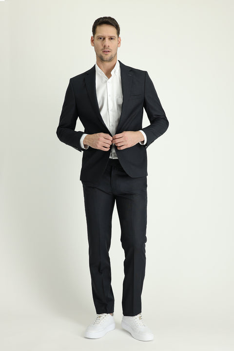 Dark Gray 6 Drop Regular Fit Standard Cut Patterned Suit