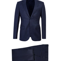 Koyu Lacivert 7 Drop Slim Fit Dar Kesim Desenli Takım Elbise