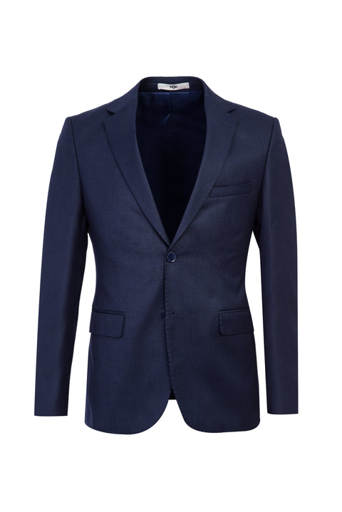 Koyu Lacivert 7 Drop Slim Fit Dar Kesim Desenli Takım Elbise