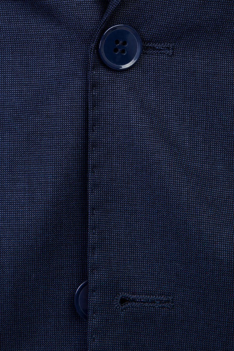 Koyu Lacivert 7 Drop Slim Fit Dar Kesim Desenli Takım Elbise