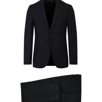 Dark Blue 4-Drop Relaxed Fit Patterned Suit