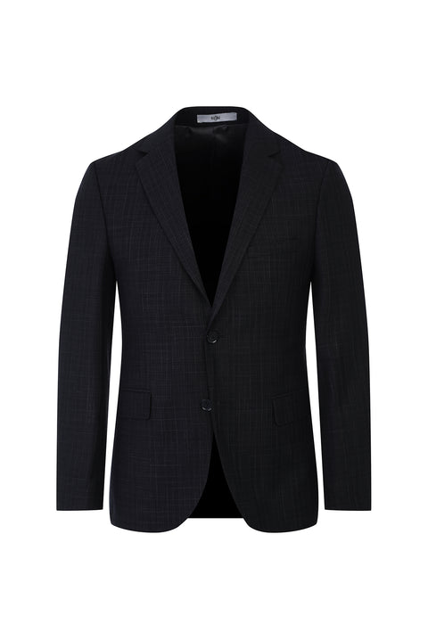 Dark Blue 4-Drop Relaxed Fit Patterned Suit