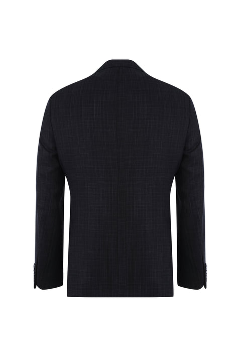 Dark Blue 4-Drop Relaxed Fit Patterned Suit