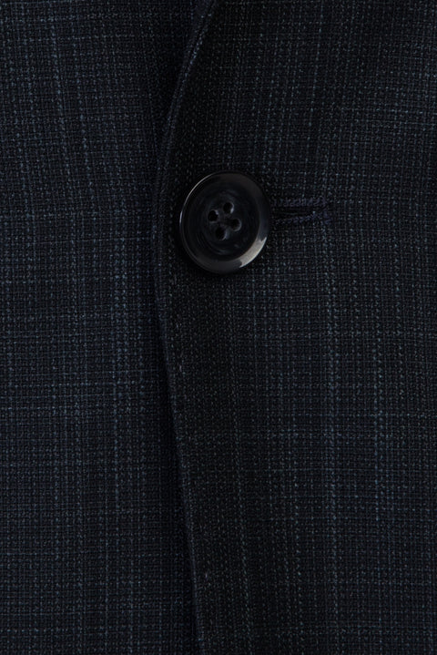 Dark Blue 4-Drop Relaxed Fit Patterned Suit