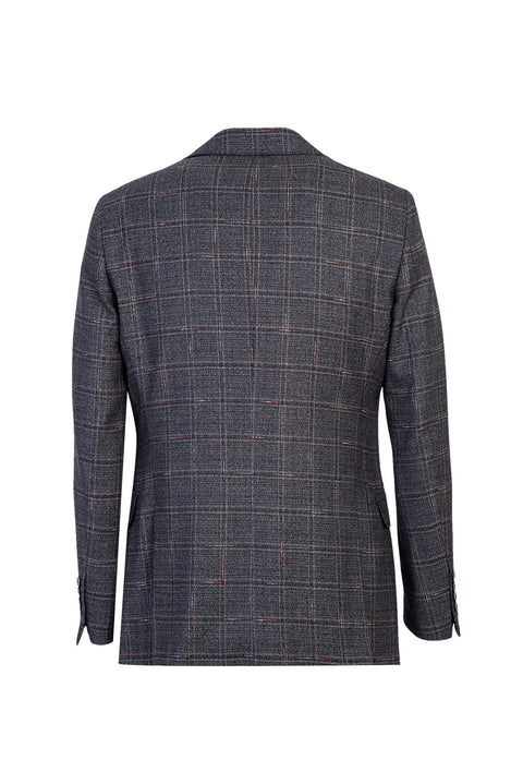Medium Navy 6 Drop Regular Fit Standard Cut Plaid Suit with Vest