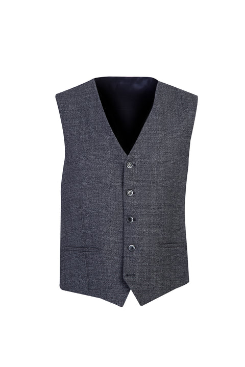 Medium Navy 6 Drop Regular Fit Standard Cut Plaid Suit with Vest