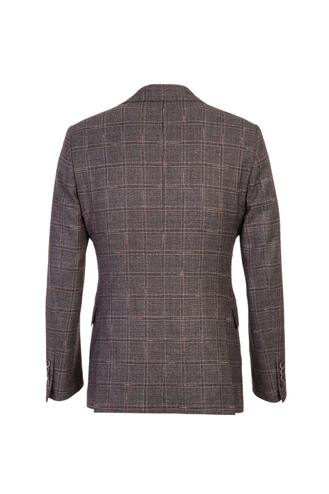 Medium Brown 6 Drop Regular Fit Standard Cut Antibacterial Combination Plaid Suit