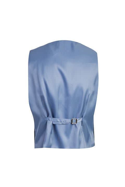 Dark Navy 7 Drop Slim Fit Linen Suit with Vest