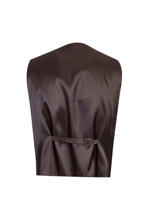 Dark Brown 7 Drop Slim Fit Linen Suit with Vest