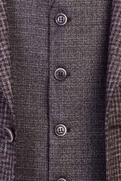 Dark Brown 7 Drop Slim Fit Linen Suit with Vest