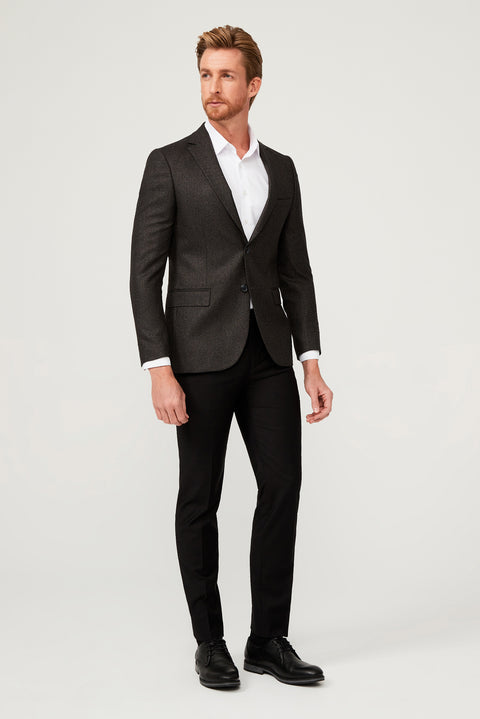 Black 6 Drop Regular Fit Standard Cut Classic Patterned Jacket