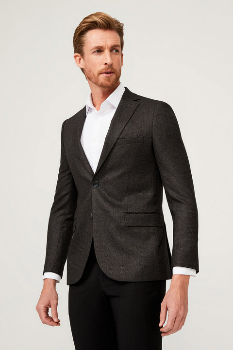 Black 6 Drop Regular Fit Standard Cut Classic Patterned Jacket