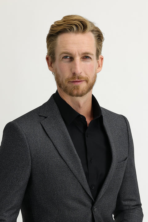 Medium Gray 7 Drop Slim Fit Classic Patterned Jacket