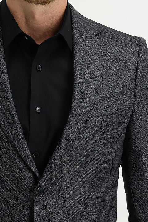 Medium Gray 7 Drop Slim Fit Classic Patterned Jacket
