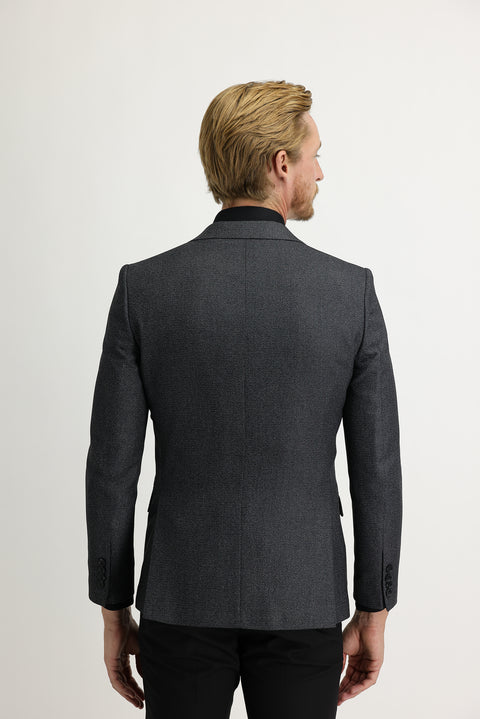 Medium Gray 7 Drop Slim Fit Classic Patterned Jacket