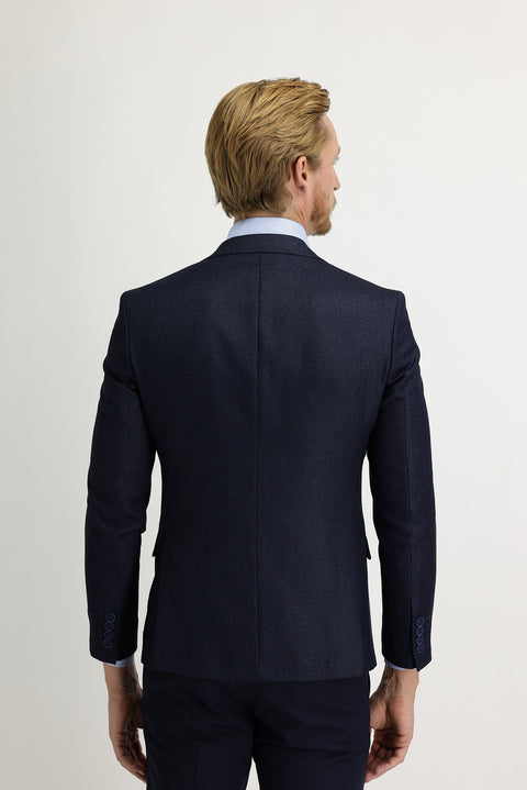 Light Navy Blue 7 Drop Slim Fit Classic Patterned Jacket