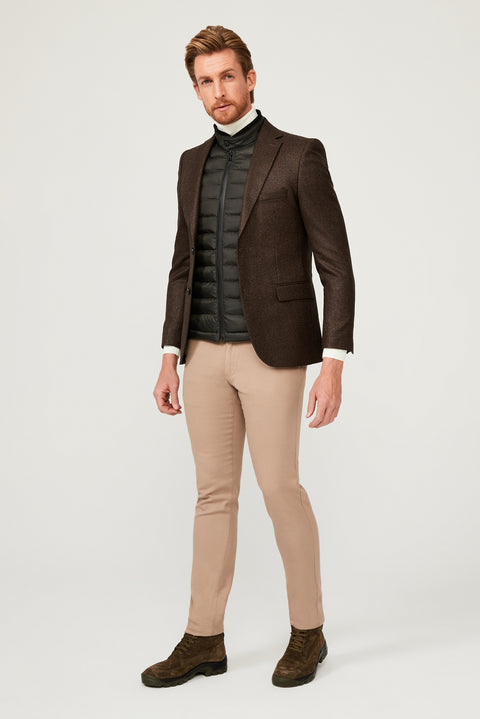 Medium Brown 6 Drop Regular Fit Standard Cut Classic Patterned Jacket