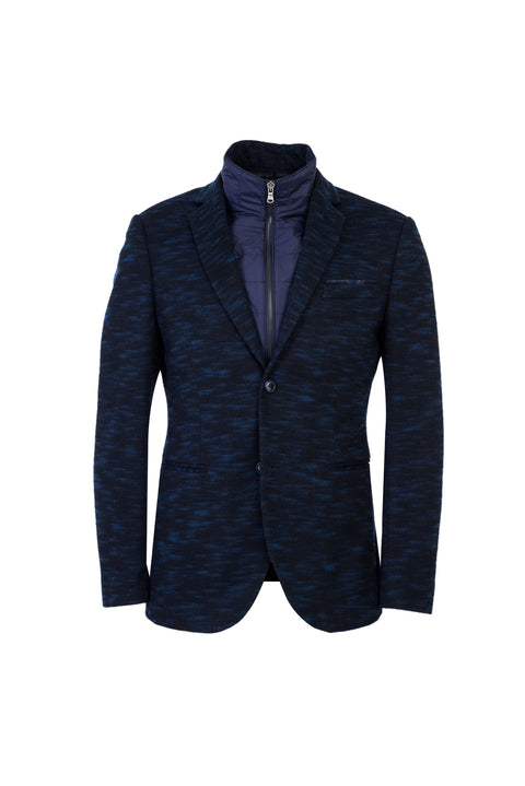 Dark Navy 6 Drop Regular Fit Standard Cut Stand Collar Jacket