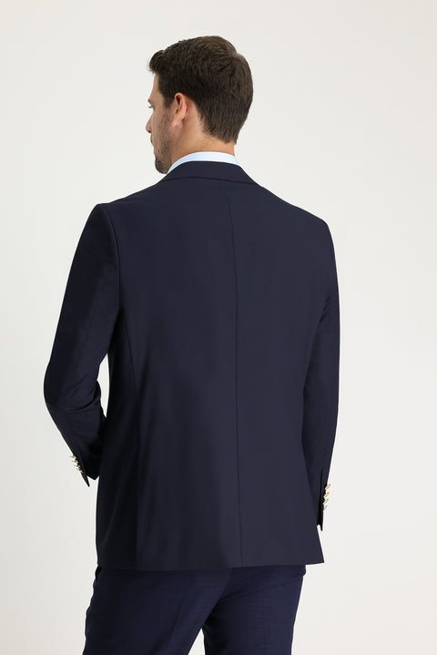 Dark Navy 4-Drop Relaxed Fit Blazer Jacket