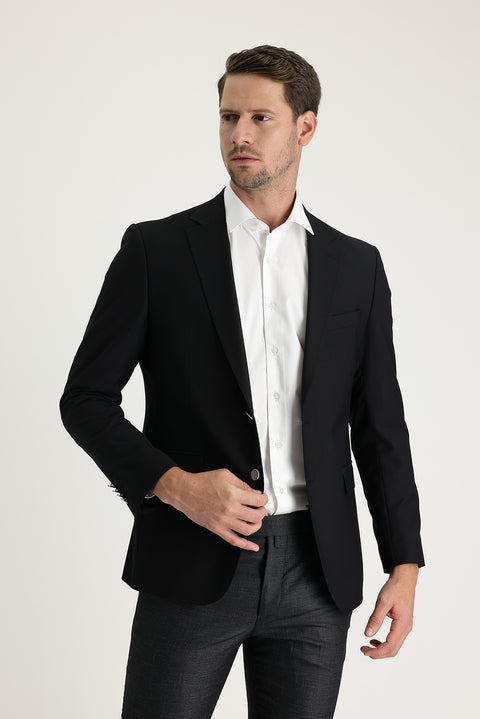 Black 4-Drop Relaxed Fit Casual Cut AK Blazer Jacket