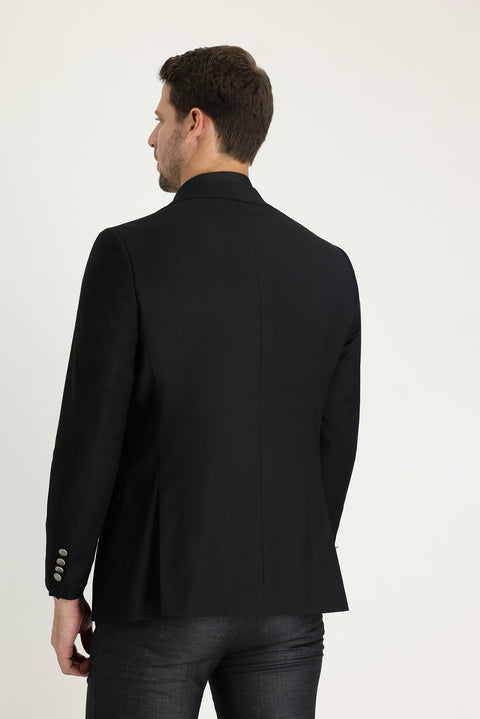 Black 6 Drop Regular Fit Standard Cut Blazer Jacket