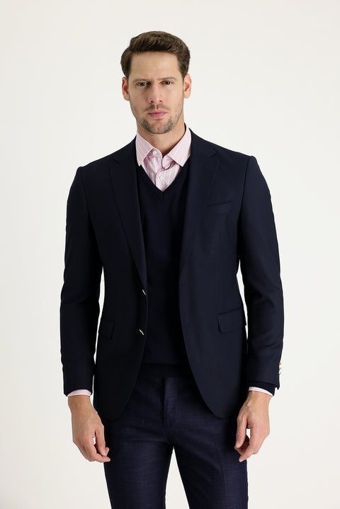 Dark Navy 4-Drop Relaxed Fit AK Blazer Jacket