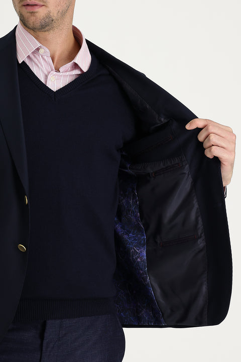 Dark Navy 7 Drop Slim Fit Blazer Jacket