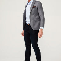 Medium Grey 6 Drop Regular Fit Classic Herringbone Jacket