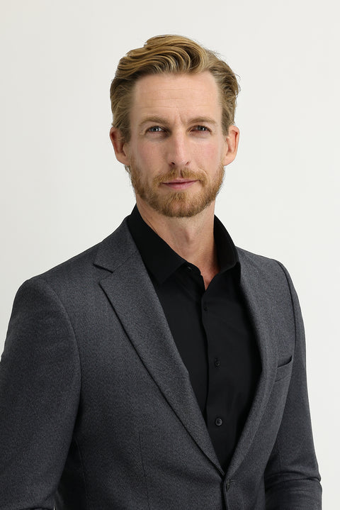 Dark Gray 6 Drop Regular Fit Standard Cut Classic Herringbone Jacket