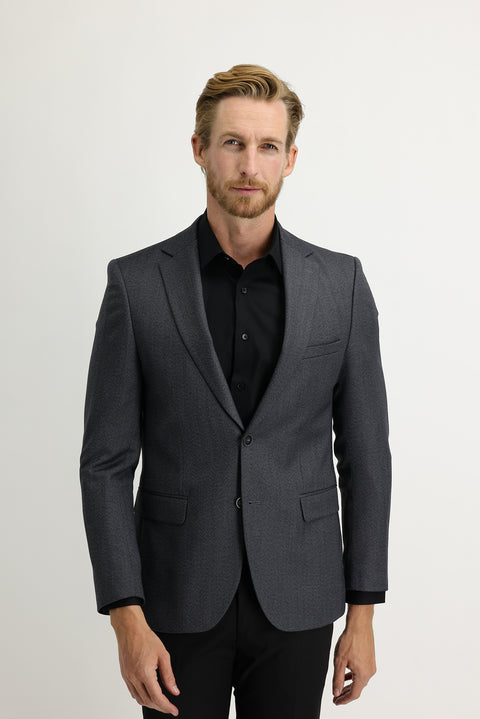 Dark Gray 6 Drop Regular Fit Standard Cut Classic Herringbone Jacket