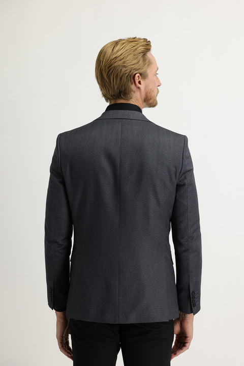 Dark Gray 6 Drop Regular Fit Standard Cut Classic Herringbone Jacket