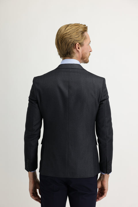 Dark Anthracite 7 Drop Slim Fit Herringbone Jacket