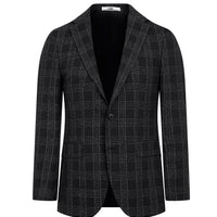 Black 4-Drop Relaxed Fit Plaid Jacket