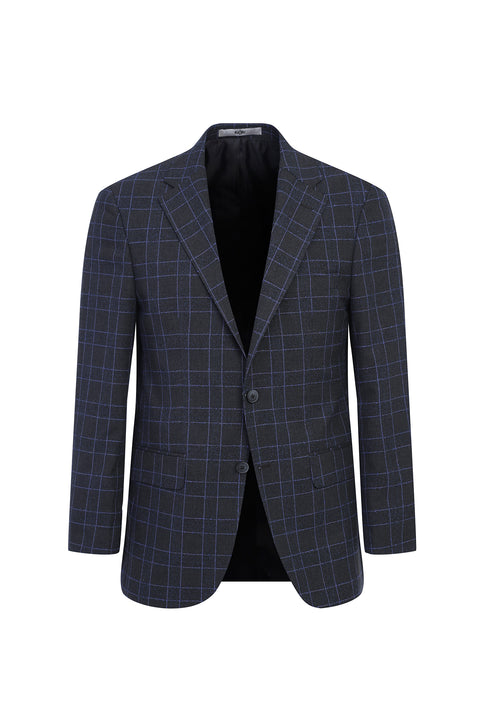 Medium Gray 4-Drop Relaxed Fit Plaid Jacket