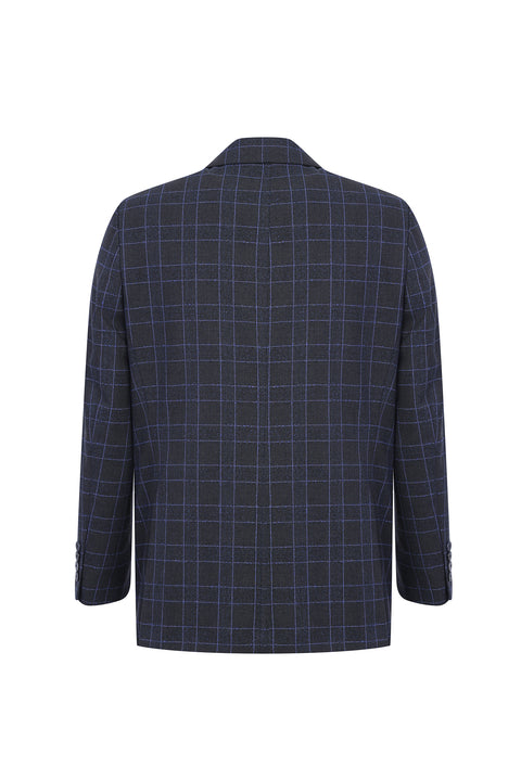 Medium Gray 4-Drop Relaxed Fit Plaid Jacket
