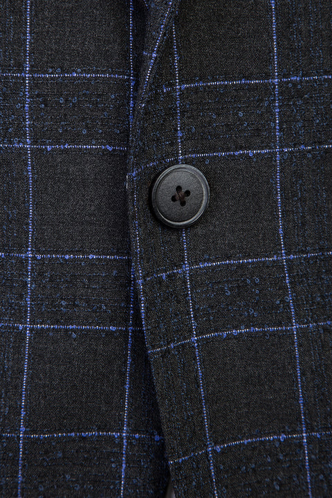 Medium Gray 4-Drop Relaxed Fit Plaid Jacket