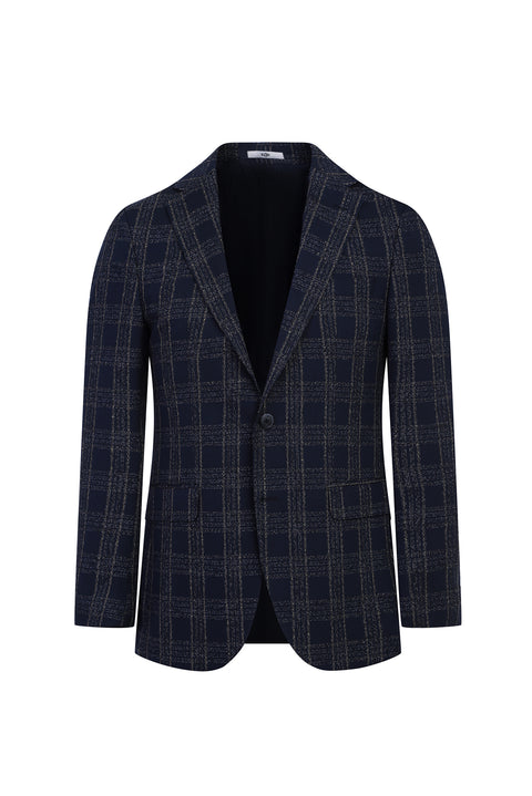 Dark Navy 6 Drop Regular Fit Plaid Jacket