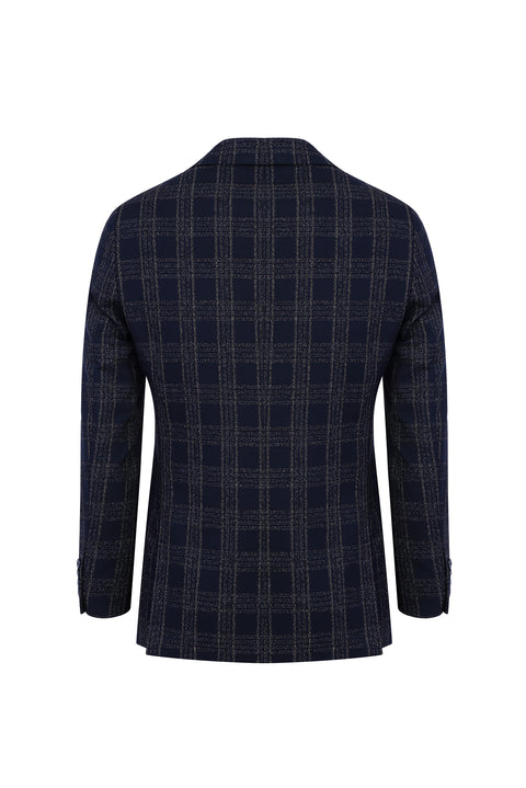 Dark Navy 6 Drop Regular Fit Plaid Jacket