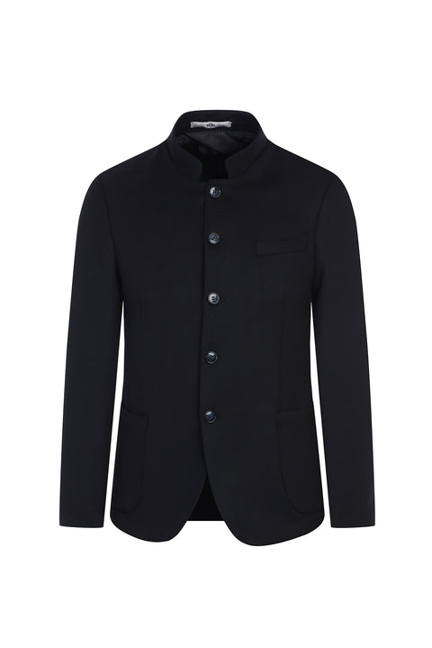 Black 7 Drop Slim Fit Narrow Cut Stand Collar Jacket