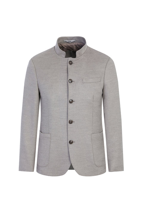 Medium Gray 7 Drop Slim Fit Narrow Cut Stand Collar Jacket